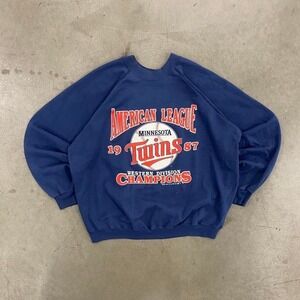 Vintage MLB Minnesota Twins 1987 Western Division Champions Trench USA Crewneck